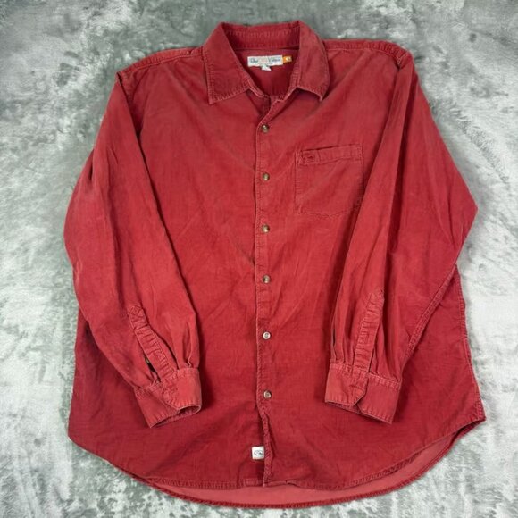 VTG Quiksilver Edition red corduroy casual button up flannel mens XXL - Picture 1 of 3
